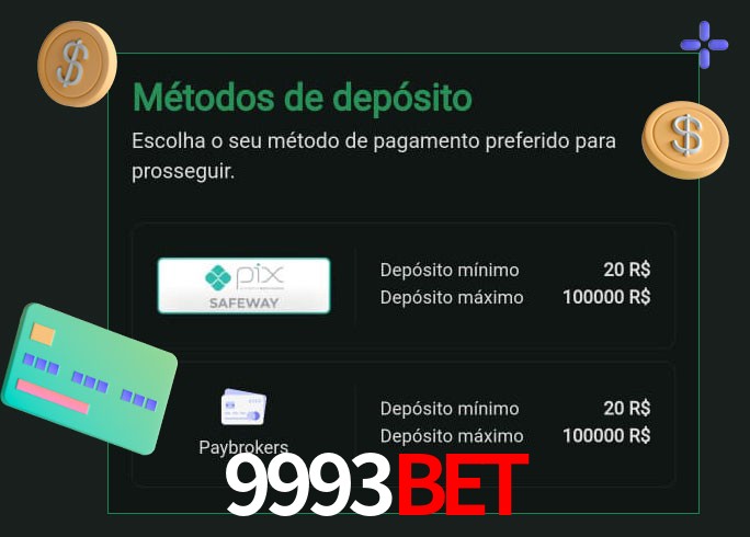 O cassino 9993Bet oferece uma grande variedade de métodos de pagamento